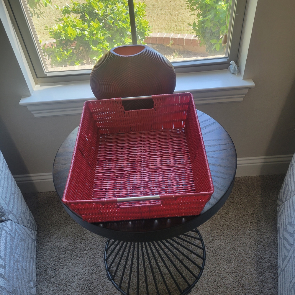 Elegant Red Wicker Storage Basket - Picture 2 of 4